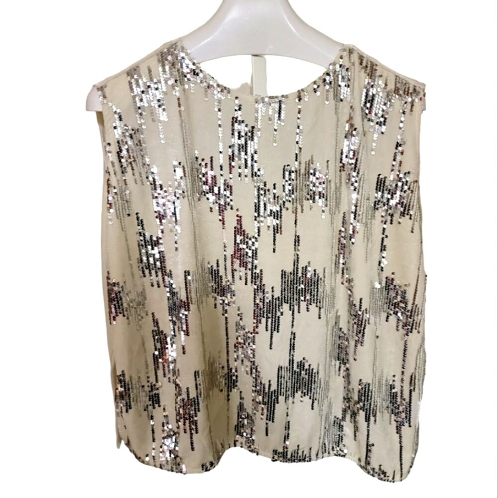 NWT Andrew Marc Cream Colored Sequined Top
